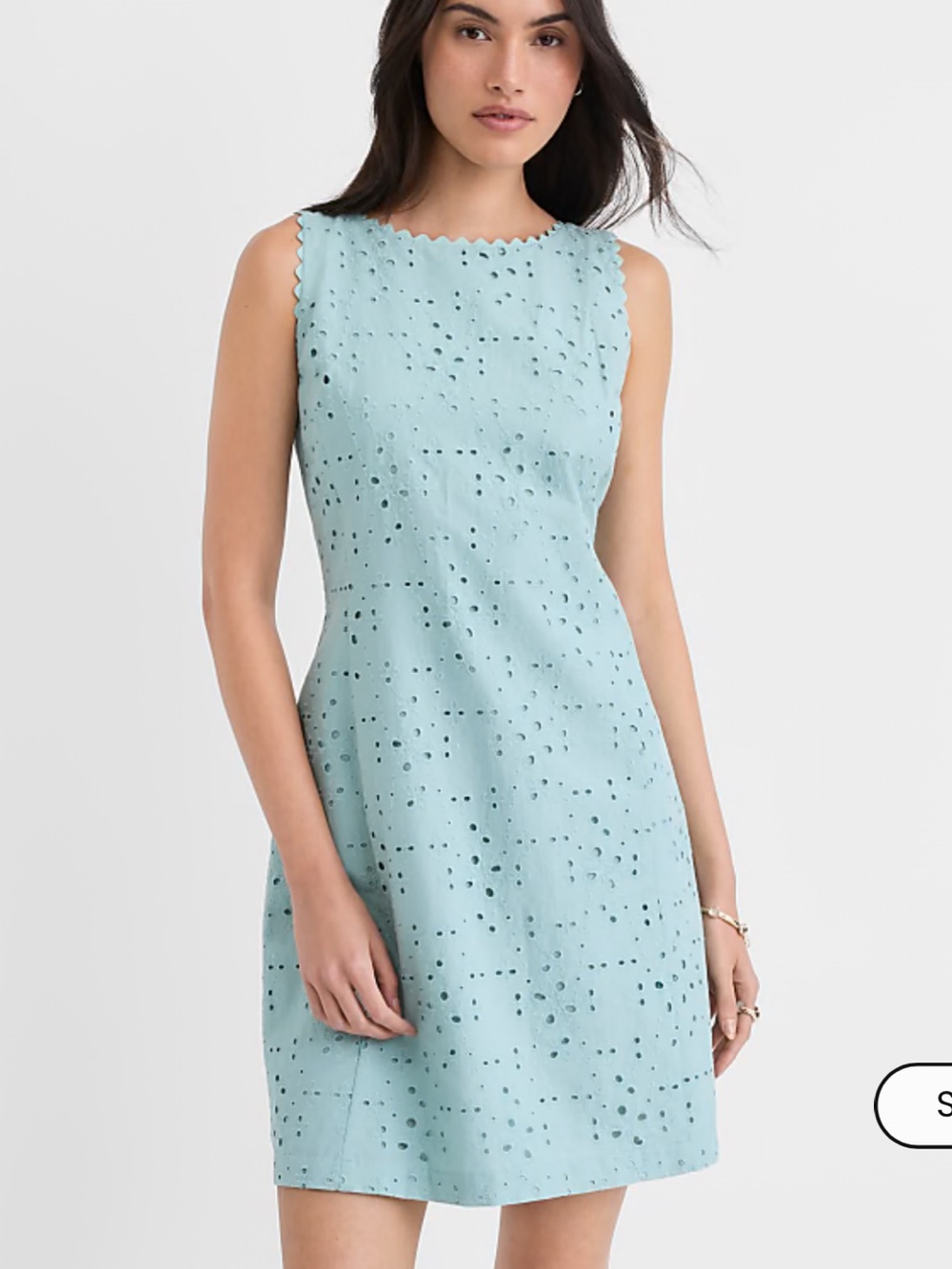 NWT LOFT Scalloped Eyelet V-Back Mini Dress, size 14 - Picture 1 of 8